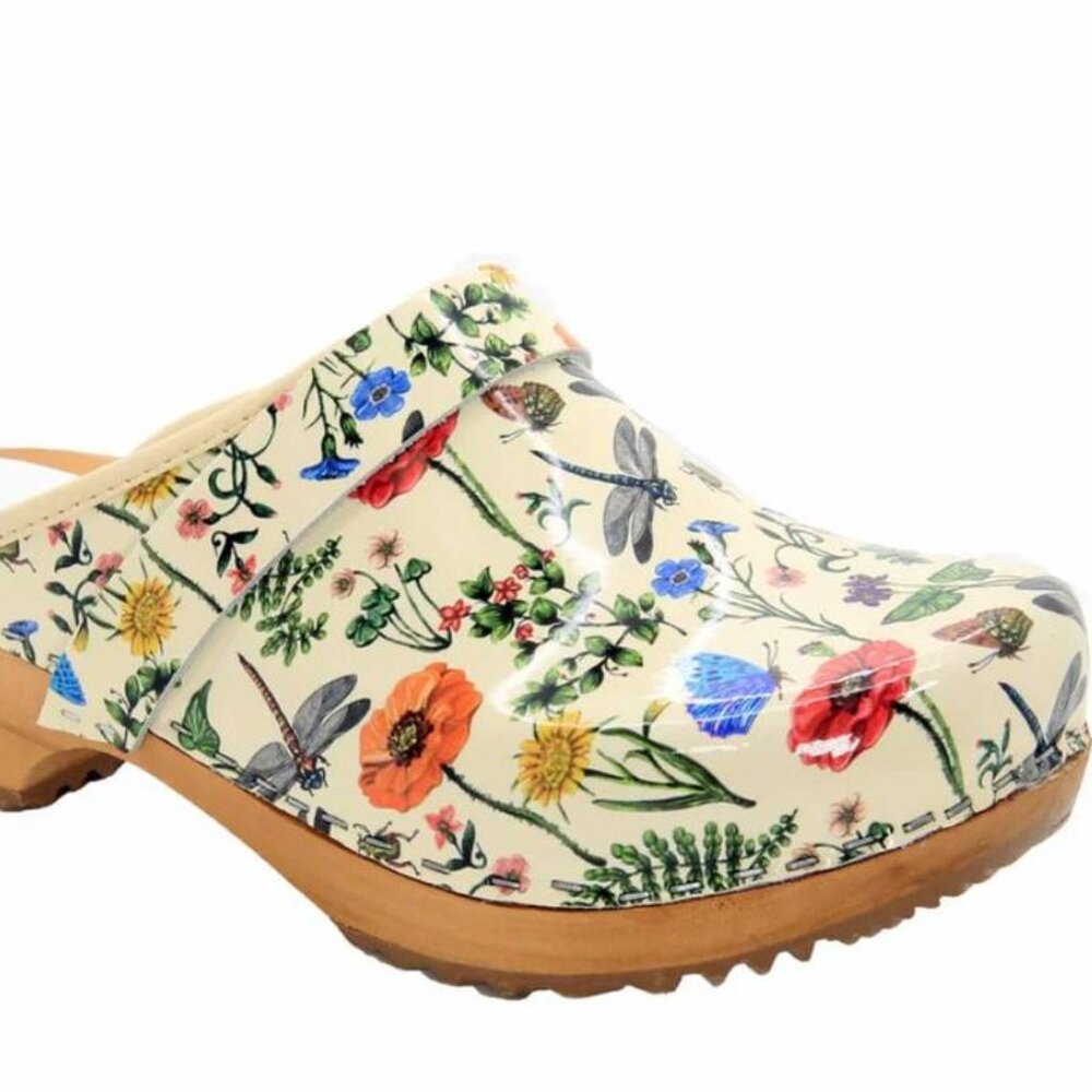 Bjork Swedish Wood Open Back Leather Clogs- size 38